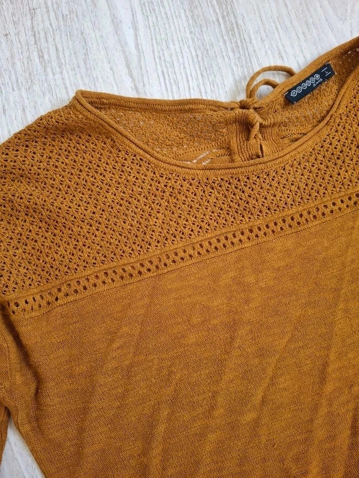 Jersey de mujer color camello con detalles calados Bonobo - Talla L – photo 5